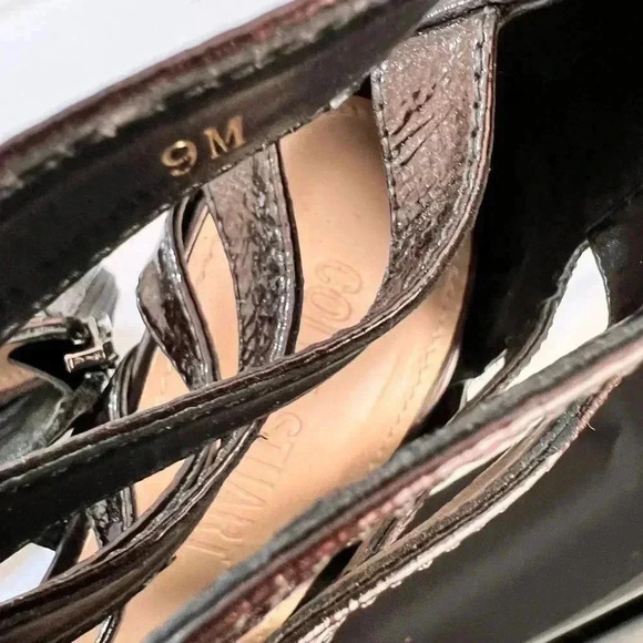 Colin Stuart Brown Patton Leather Open Toe Strappy Heel Size 9 - Picture 7 of 7
